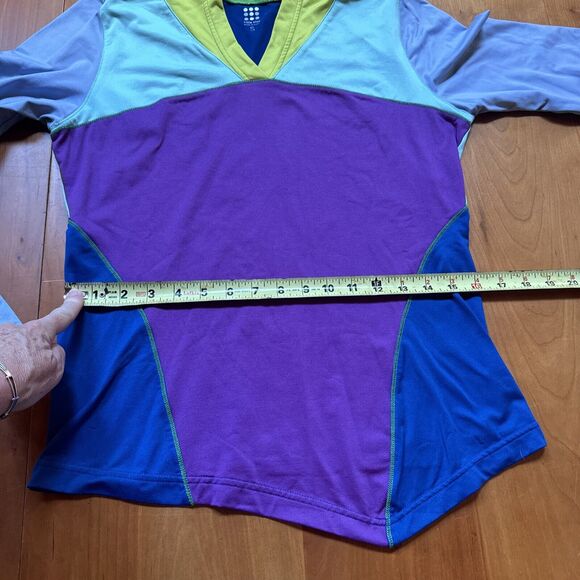 Title Nine hoodie sweatshirt Small colorblock performance colorful blue - Picture 10 of 10
